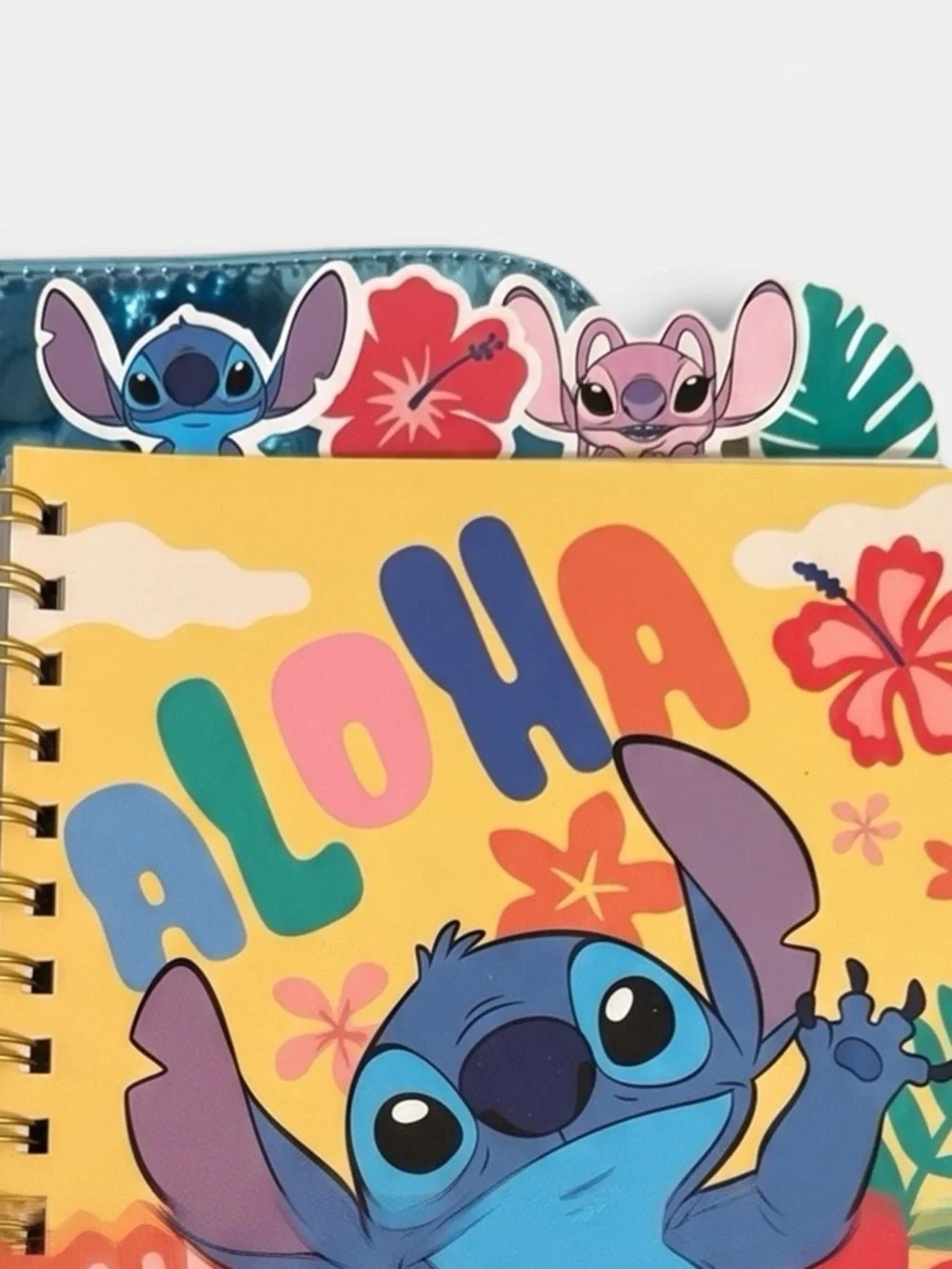 Disney Stitch & Angel Lined Notebook Journal and Blue Metallic Pouch (NWT)